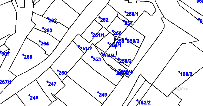 Parcela st. 254/4 v KÚ Bystrc, Katastrální mapa