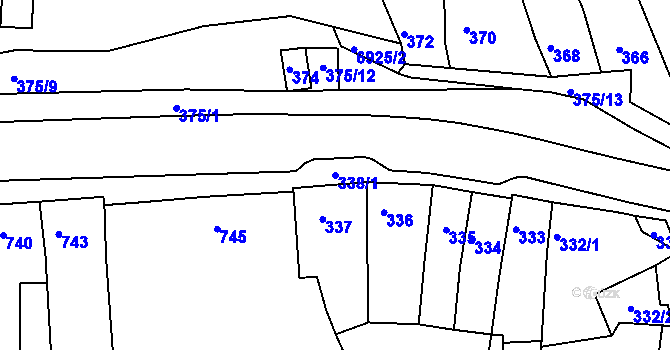 Parcela st. 338/1 v KÚ Bystrc, Katastrální mapa