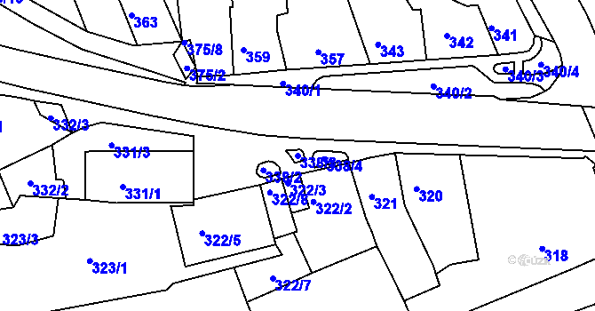 Parcela st. 338/3 v KÚ Bystrc, Katastrální mapa