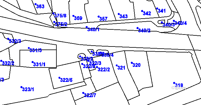 Parcela st. 338/4 v KÚ Bystrc, Katastrální mapa
