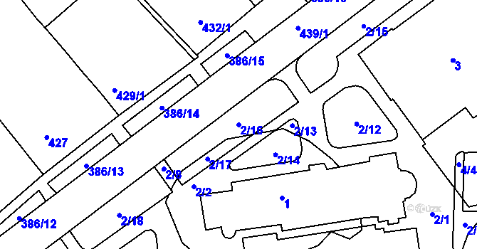 Parcela st. 2/16 v KÚ Bystrc, Katastrální mapa