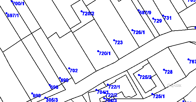 Parcela st. 720/1 v KÚ Bystrc, Katastrální mapa
