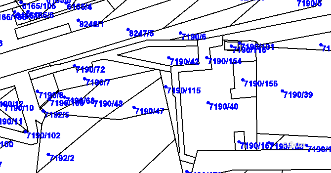 Parcela st. 7190/115 v KÚ Bystrc, Katastrální mapa