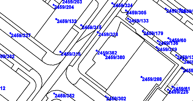 Parcela st. 2459/382 v KÚ Bystrc, Katastrální mapa