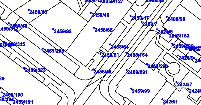 Parcela st. 2458/61 v KÚ Bystrc, Katastrální mapa