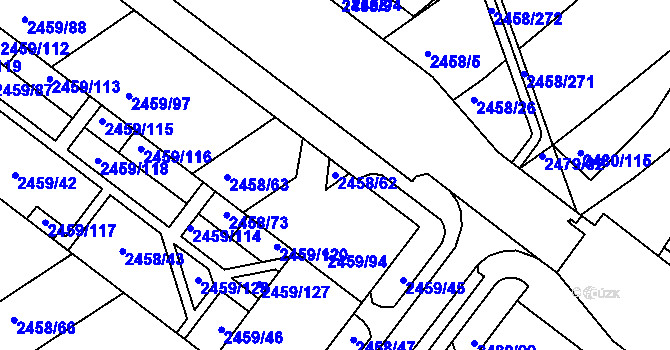 Parcela st. 2458/62 v KÚ Bystrc, Katastrální mapa