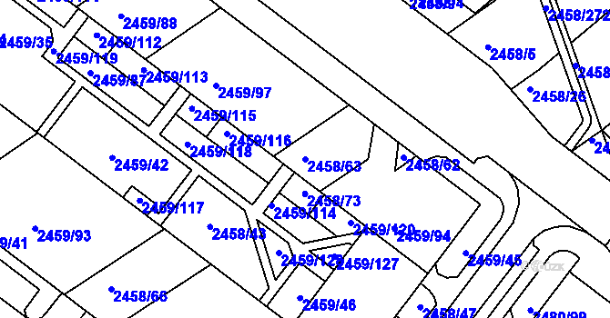 Parcela st. 2458/63 v KÚ Bystrc, Katastrální mapa