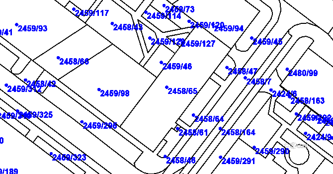 Parcela st. 2458/65 v KÚ Bystrc, Katastrální mapa