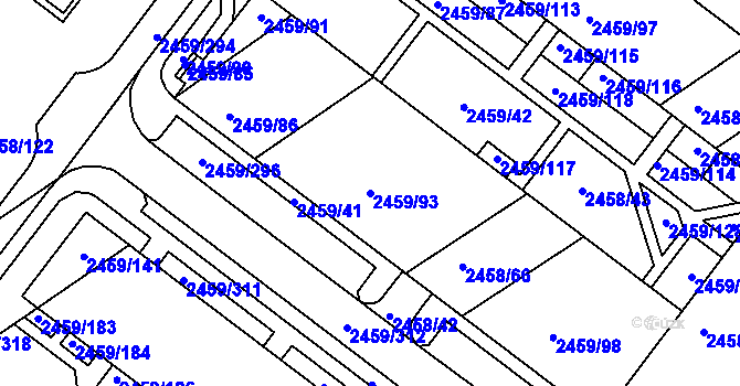 Parcela st. 2459/93 v KÚ Bystrc, Katastrální mapa