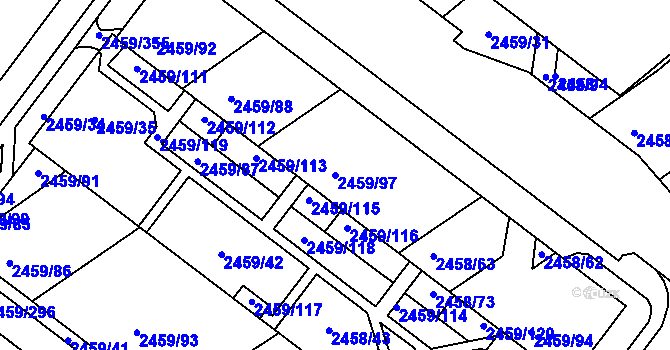 Parcela st. 2459/97 v KÚ Bystrc, Katastrální mapa