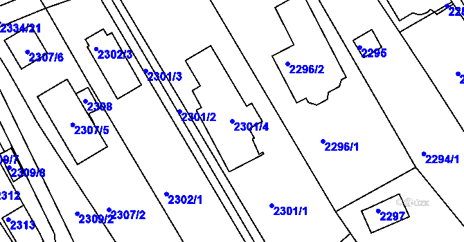 Parcela st. 2301/4 v KÚ Bystrc, Katastrální mapa