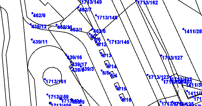 Parcela st. 6/13 v KÚ Bystrc, Katastrální mapa