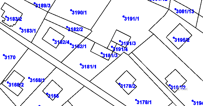 Parcela st. 3181/3 v KÚ Bystrc, Katastrální mapa