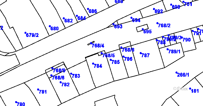 Parcela st. 768/5 v KÚ Bystrc, Katastrální mapa