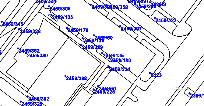 Parcela st. 2459/135 v KÚ Bystrc, Katastrální mapa