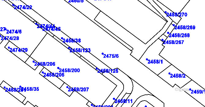 Parcela st. 2475/6 v KÚ Bystrc, Katastrální mapa