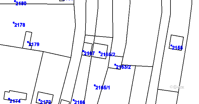 Parcela st. 2165/2 v KÚ Bystrc, Katastrální mapa