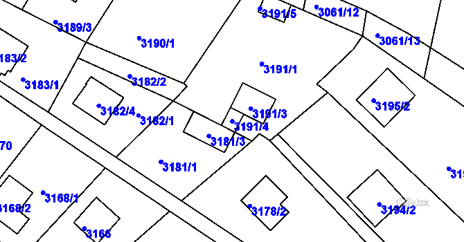 Parcela st. 3191/4 v KÚ Bystrc, Katastrální mapa