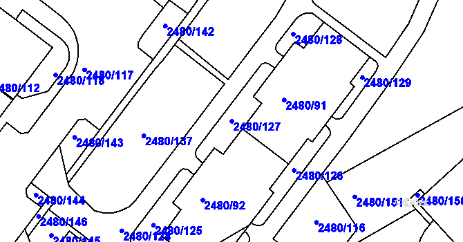 Parcela st. 2480/127 v KÚ Bystrc, Katastrální mapa