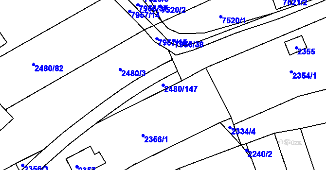 Parcela st. 2480/147 v KÚ Bystrc, Katastrální mapa