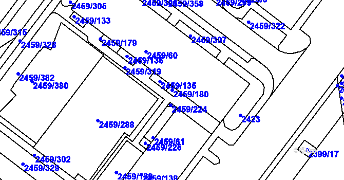 Parcela st. 2459/180 v KÚ Bystrc, Katastrální mapa