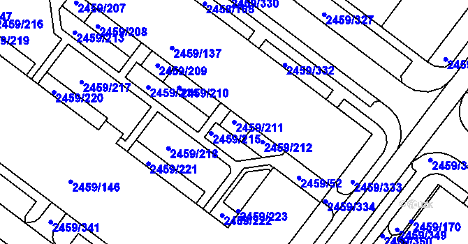 Parcela st. 2459/211 v KÚ Bystrc, Katastrální mapa