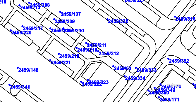 Parcela st. 2459/212 v KÚ Bystrc, Katastrální mapa