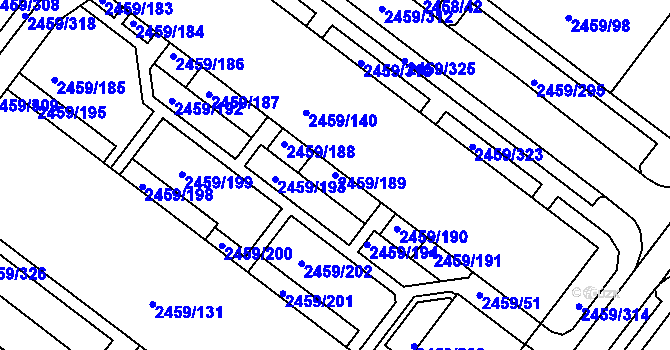 Parcela st. 2459/189 v KÚ Bystrc, Katastrální mapa