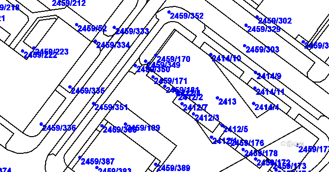 Parcela st. 2459/181 v KÚ Bystrc, Katastrální mapa
