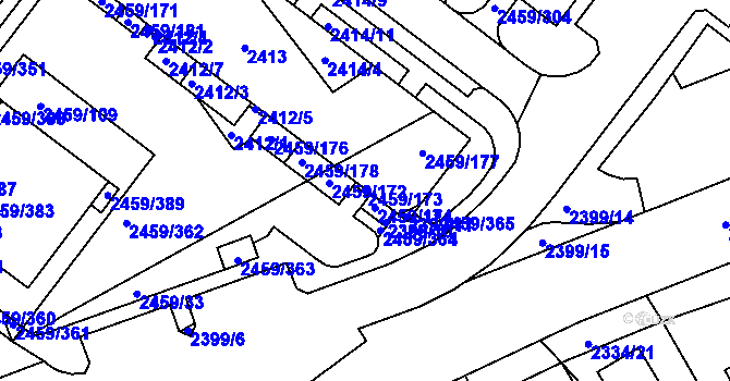 Parcela st. 2459/173 v KÚ Bystrc, Katastrální mapa