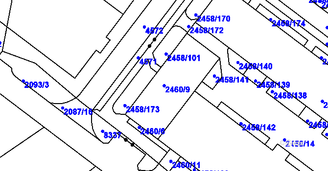 Parcela st. 2460/9 v KÚ Bystrc, Katastrální mapa