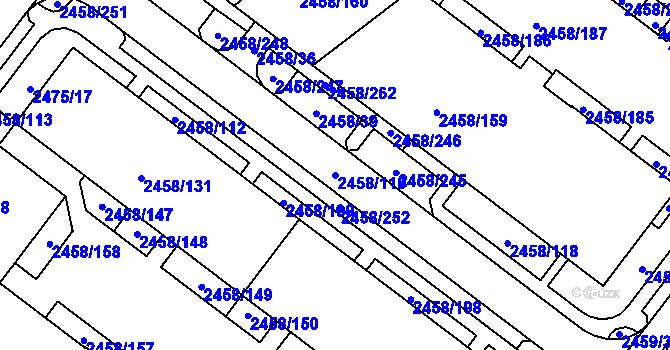 Parcela st. 2458/110 v KÚ Bystrc, Katastrální mapa