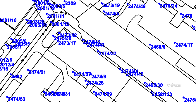 Parcela st. 2474/22 v KÚ Bystrc, Katastrální mapa