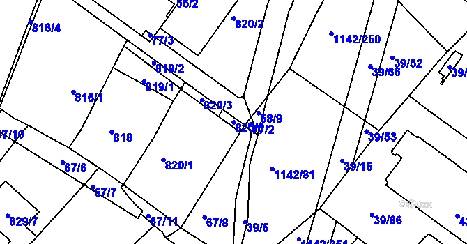 Parcela st. 820/6 v KÚ Bystrc, Katastrální mapa