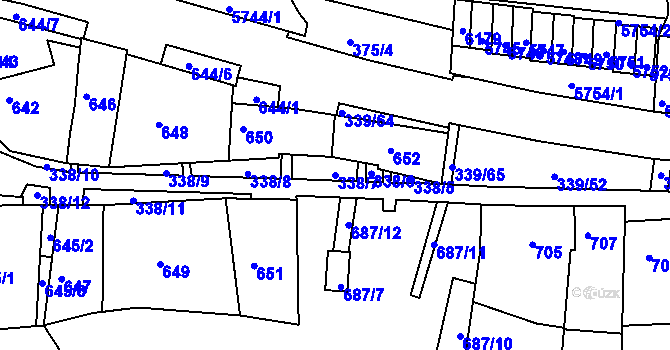 Parcela st. 338/7 v KÚ Bystrc, Katastrální mapa