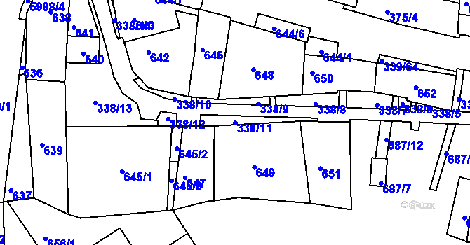 Parcela st. 338/11 v KÚ Bystrc, Katastrální mapa