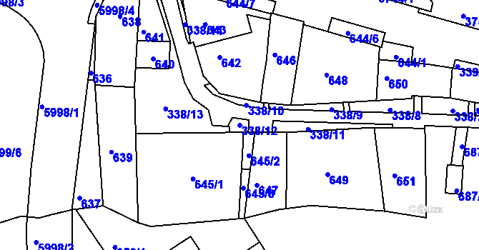Parcela st. 338/12 v KÚ Bystrc, Katastrální mapa