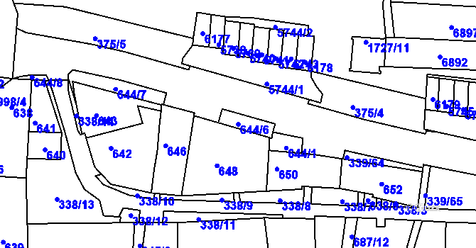 Parcela st. 644/6 v KÚ Bystrc, Katastrální mapa