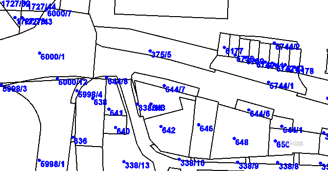Parcela st. 644/7 v KÚ Bystrc, Katastrální mapa