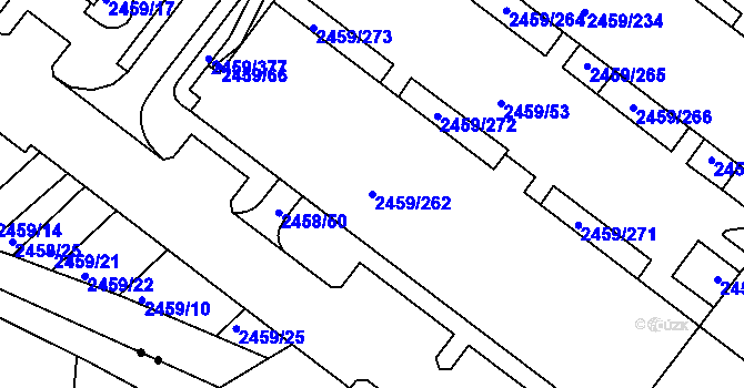 Parcela st. 2459/262 v KÚ Bystrc, Katastrální mapa