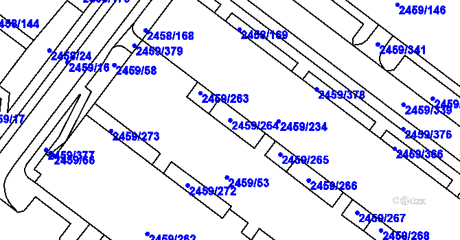 Parcela st. 2459/264 v KÚ Bystrc, Katastrální mapa