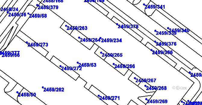 Parcela st. 2459/265 v KÚ Bystrc, Katastrální mapa