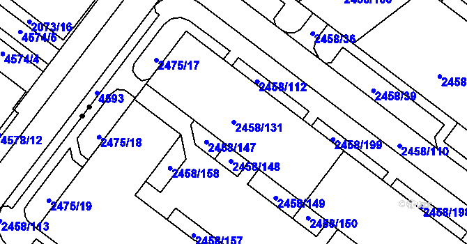 Parcela st. 2458/131 v KÚ Bystrc, Katastrální mapa