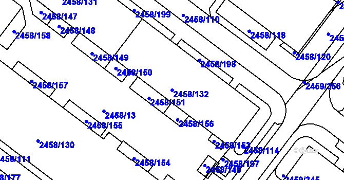 Parcela st. 2458/132 v KÚ Bystrc, Katastrální mapa