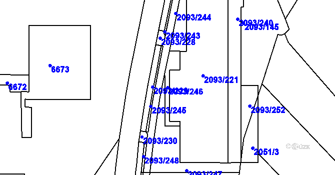 Parcela st. 2093/246 v KÚ Bystrc, Katastrální mapa