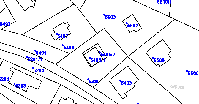 Parcela st. 5485/2 v KÚ Bystrc, Katastrální mapa
