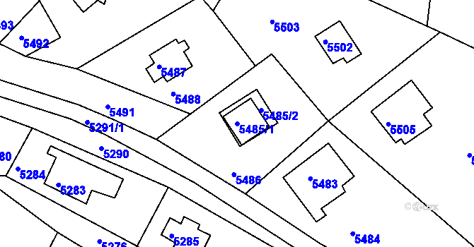 Parcela st. 5485/1 v KÚ Bystrc, Katastrální mapa