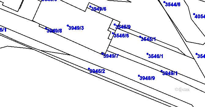 Parcela st. 3949/7 v KÚ Bystrc, Katastrální mapa
