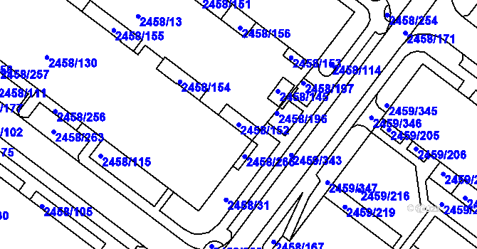 Parcela st. 2458/152 v KÚ Bystrc, Katastrální mapa