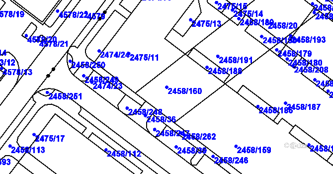 Parcela st. 2458/160 v KÚ Bystrc, Katastrální mapa